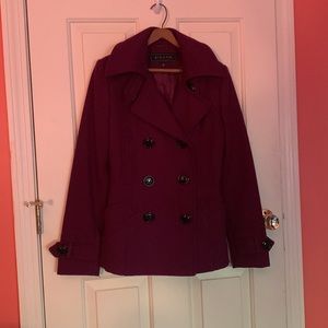 Womens double breasted peacoat plum colored